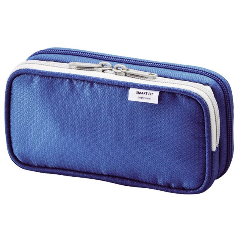 LIHIT LAB Double Pen Case, 3.3 x 6.9", Blue (A7660-8) (A-7660-8) - Image 1